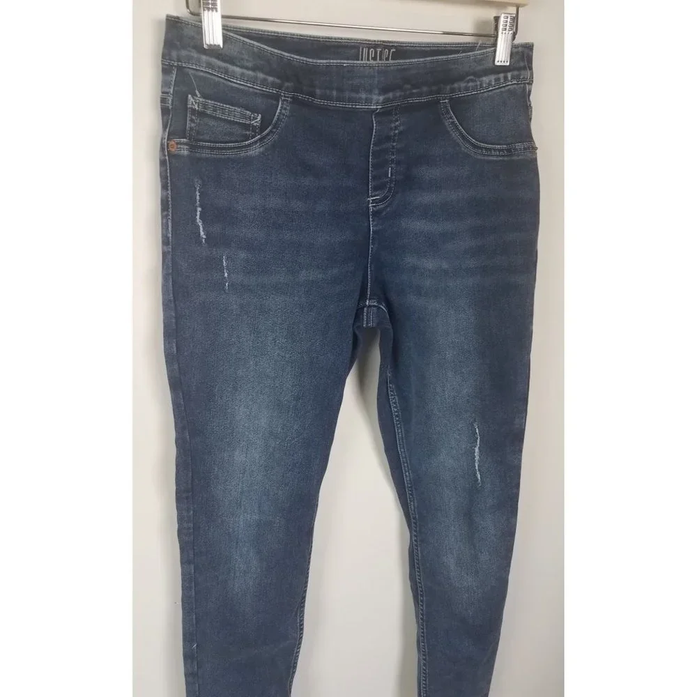 Justice Girls Sz. 16 Plus Mid Rise Denim Medium Wash Raw Hem Leggings